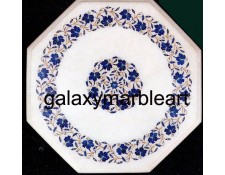Captivating Inlaid white marble table top with lapis lazuli WP-15103